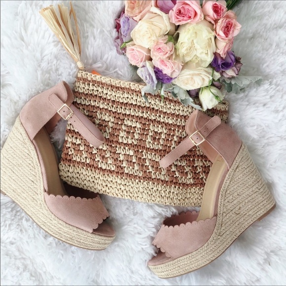 LAST 1! DUSTY MAUVE PLATFORM ESPADRILLE WEDGES - Picture 3 of 6